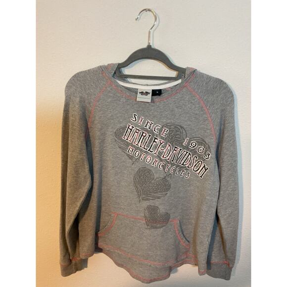 Harley-Davidson Women's Pullover Hoodie Sweatshirt Charcoal Gray, Size Medium - Picture 3 of 3